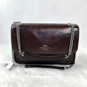 Coach Elodie Crossbody Bag In Shiny Smooth Leather/Silver/Maple CCF09 NWT